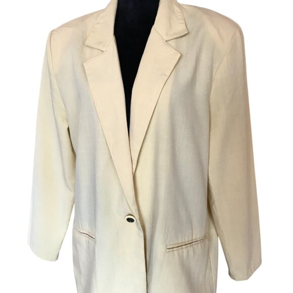 Bobbie Brooks Butter Yellow Blazer: Vintage 80s Oversized Unlined Jacket, Size M - Picture 8 of 12